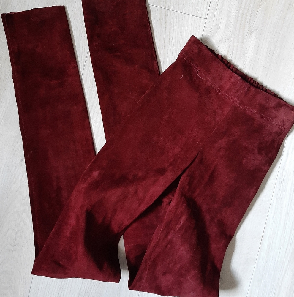 Joseph burgundy stretchy pants suede